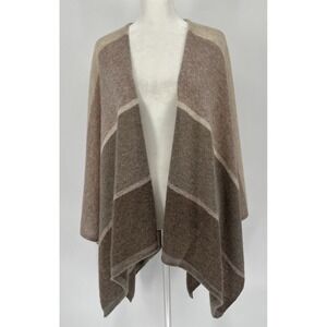 J MCLAUGHLIN 100% Cashmere Rossi Wrap Shawl Ruana Tan Neutrals Open Front 52x52